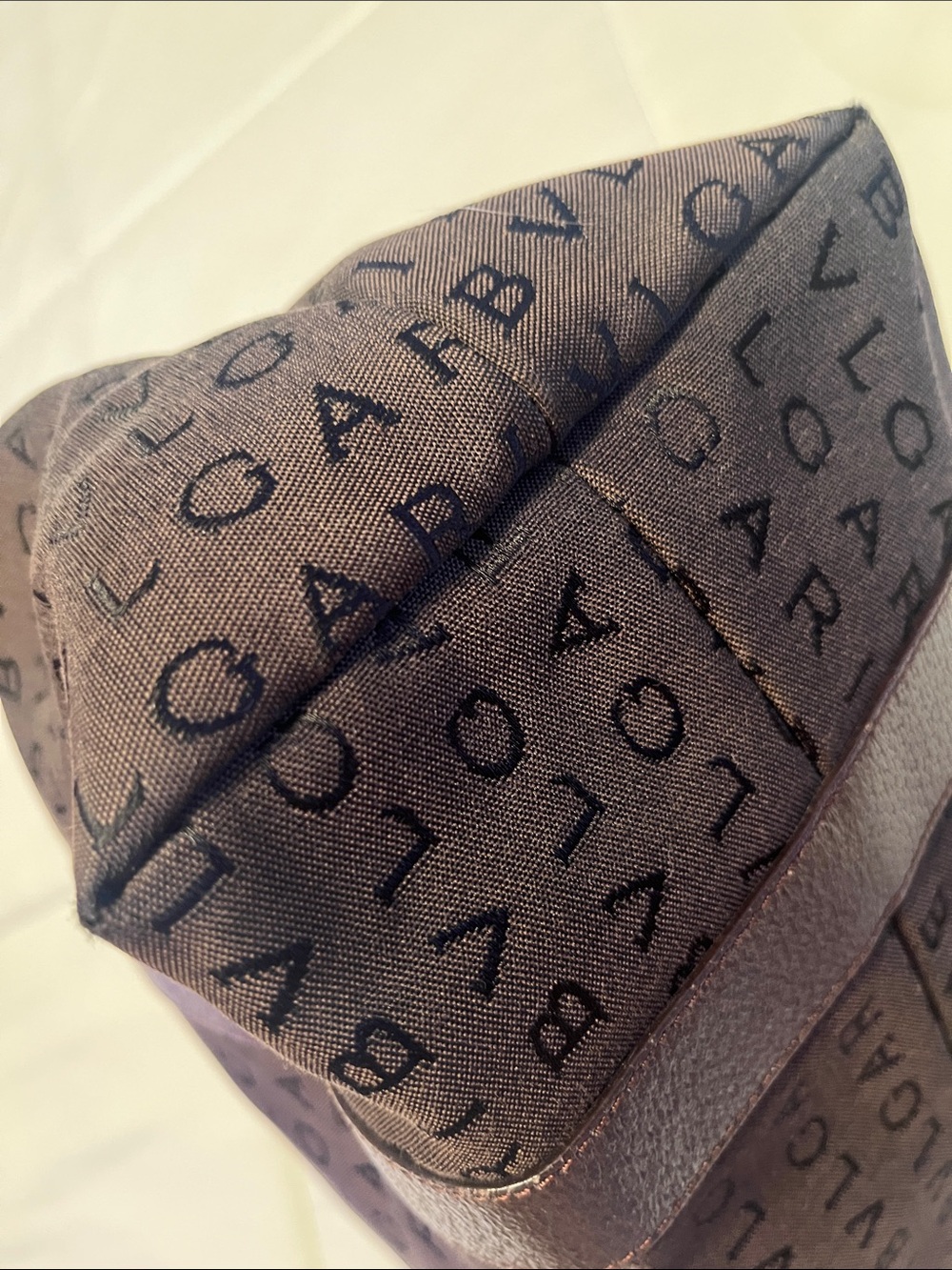 Bvlgari Logomania Dark Brown Canvas & Leather Tote EUC Retail $1200 - Picture 11 of 16